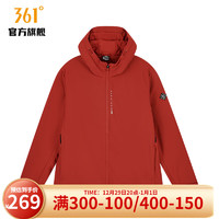 361度男装绒里风衣常规舒适运动外套 追月红 XL