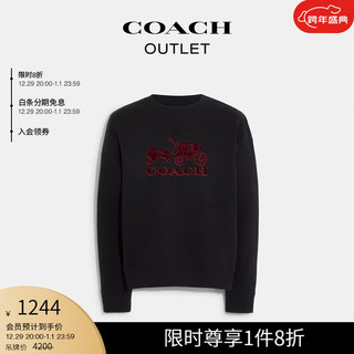 蔻驰（COACH）奥莱男士男装中国新年兔子和马车图案卫衣 黑色 S