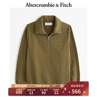 ABERCROMBIE & FITCH男女同款 美式街头拉链半开襟上衣小麋鹿休闲卫衣 355610-1 橄榄绿 S (175/92A)