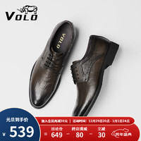 VOLO 犀牛男鞋商务正装西装皮鞋男士舒适透气软底德比皮鞋 卡其 41