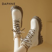 DAPHNE 达芙妮 马丁靴女冬2023新款加绒加厚爆款保暖英伦风短靴厚底雪地靴