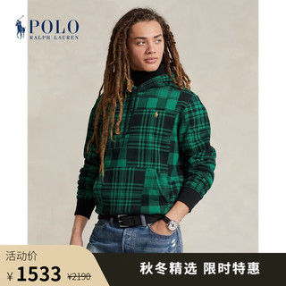 Polo Ralph Lauren 拉夫劳伦 男装 23年秋格纹毛绒起绒布连帽衫RL17664 300-绿色 M