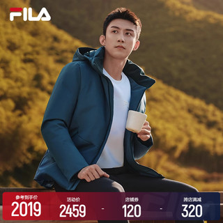 FILA 斐乐 男士羽绒服基础休闲简约保暖连帽上衣 雾蓝-BU 175/96A/L