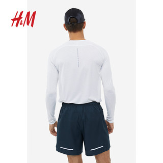H&M男士运动短裤秋季柔软舒适透气干爽户外跑步短裤0995429 浅灰色 175/96A