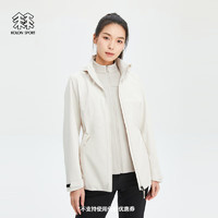 KOLON SPORT可隆三合一夹克女款防风防水两件套户外透湿运动外套 LKJK4SN210-CR 米白 160/S