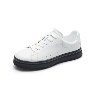 莱尔斯丹2024春季时尚休闲低帮舒适系带运动鞋男鞋5MM72101 白色 WTL 38