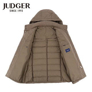 庄吉（Judger）冬季休闲男士纯色外套加厚保暖120g白鸭绒羽绒服 卡其色 165/88A