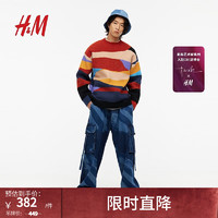                                                                                 H&M【新春艺术家系列】男装针织衫2024春季宽松提花套衫1210339 红色/图案 180/116A