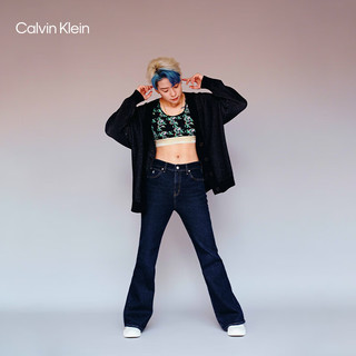 Calvin Klein【明星同款龙年系列】Jeans24春女本命年高腰微喇牛仔裤J222859 1BJ-牛仔深蓝 26