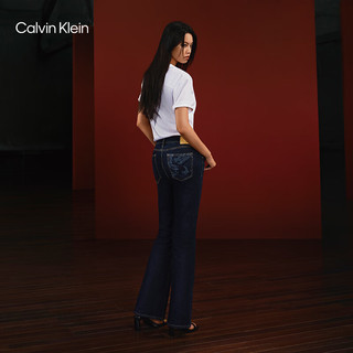 Calvin Klein【明星同款龙年系列】Jeans24春女本命年高腰微喇牛仔裤J222859 1BJ-牛仔深蓝 26