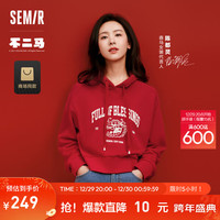 森马(Semir)新年红色卫衣女2024春季短款印花内搭 中国红60650 155/80A/S
