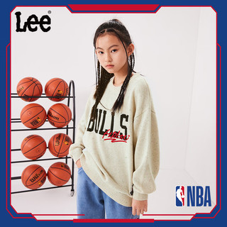 Lee【NBA联名】秋冬童装毛衣男童女童休闲宽松保暖儿童上衣 杏色 130cm