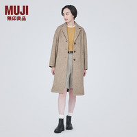 无印良品 MUJI 女式 羊毛混 切斯特大衣 长款外套 毛呢大衣秋冬 BDA18C3A 浅米色 L(165/88A)