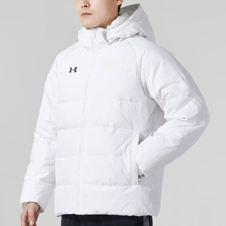 安德玛（UNDERARMOUR）男装女装 春季款运动服户外防风保暖羽绒服时尚潮流连帽外套 白色/宽松版型/时尚保暖 L(175/96A)