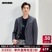 利郎休闲西服男外套修身版春季24字母刺绣男士西装上衣 深灰(23CDX051SA) 185/96A