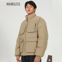 PLUS会员：Markless 羽绒服男冬季90白鸭绒工装外套男士短款宽松休闲夹克 YRB2305M