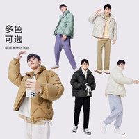 Semir 森马 羽绒服潮流款男冬季男士宽松面包服三防潮牌轻暖黑色外套轻薄