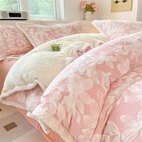 黛恒 牛奶绒床上用品四件套冬天雕花绒包边双面加绒保暖被套床单床笠