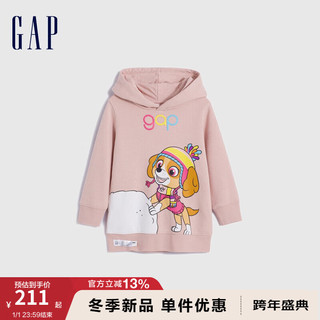 Gap【汪汪队联名】女幼童冬季2023连衣裙847108儿童装卫衣裙 粉色 90cm(1-2岁)亚洲尺码