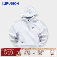 FILA FUSION斐乐潮牌女子针织连帽上衣拼接加绒卫衣 标准白-WT 155/76A/XS