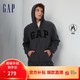  Gap 盖璞 男女装秋2023新款LOGO仿羊羔绒宽松廓形运动卫衣402176连帽衫 深灰色 180/96A(M)　