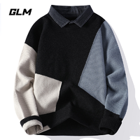 抖音超值购：GLM 森馬集团GLM秋冬打底衬衫领假两件套头保暖毛衣 男带领针织衫外套