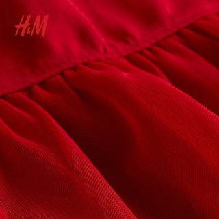 H&M【新年系列】童装女连衣裙2024春季拜年服卫衣连衣裙1218951 红色 140/68