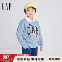 Gap x JEREMY VILLE联名男童抓绒圆领卫衣854509上衣男女同款 蓝色 130cm(S)亚洲尺码