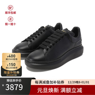 亚历山大麦昆（Alexander McQueen） 男士牛皮革系带阔型运动鞋厚底休闲鞋款 553761 WHGP0 1000 黑色 40