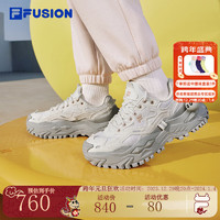 FILA 斐乐 FUSION斐乐潮牌欧阳娜娜同款女鞋厚底鞋2024春季硬糖鞋跑步鞋 奶白-GD 40