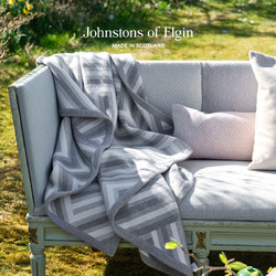 Johnstons of Elgin V形纹美利奴羊毛混纺毯空调午睡毯