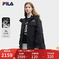 FILA 斐乐女士羽绒服时尚简约宽松保暖连帽上衣 正黑色-BK 175/92A/XL