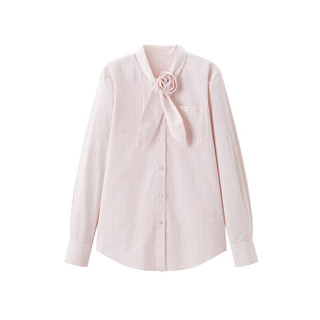 太平鸟短款圆领小香风外套女2024春装时尚品质高级感小个子 粉色衬衫 S