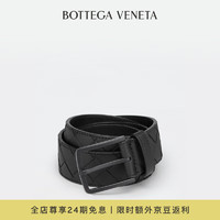 BOTTEGA VENETA 男士腰带BV腰带休闲商务皮带bv皮带 黑色黑扣 95