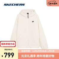 斯凯奇（Skechers）CNY 新年系列男女同款针织连帽外套L124U025 奶油米白/00NA XS