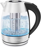 Chefman 电动玻璃水壶，快速煮沸，带 LED 灯，自动关闭和煮干保护