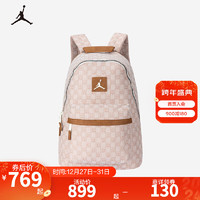 NIKE AIR JORDAN 耐克AJ双肩背包男女大书包满印格纹大电脑包 椰奶色 8/20(43x31x15cm)