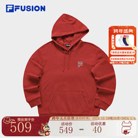 FILA FUSION斐乐潮牌款针织连帽上衣2024春时尚纯棉卫衣 迷雾红-RD 180/100A/XL