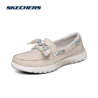 斯凯奇Skechers休闲女鞋一脚蹬船鞋136471 自然色/NAT 38.5 