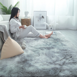 拉普利 毛绒地毯地垫沙发垫 扎染咖啡色 100厘米宽x200厘米长