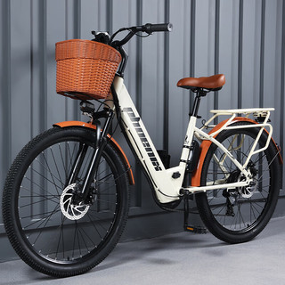 凤凰（Phoenix）电动自行车锂电助力车男女变速通勤车26寸C1辐条轮36V30AH象牙白