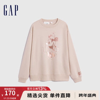 Gap【米奇】女装冬季2023抓绒保暖卫衣811624休闲上衣 浅粉色 165/84A(XS)