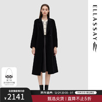 ELLASSAY歌力思翻领羊毛羊绒毛呢大衣女EWD344D04200 经典黑 M