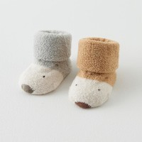 Tongtai 童泰 婴儿袜子冬季宝宝室内学步鞋袜儿童中筒防滑隔凉地板袜2双装