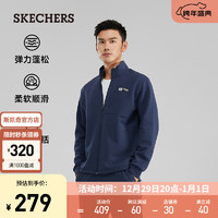 斯凯奇（Skechers）户外跑步防风保暖衣休闲运动弹力棉外套秋冬男拉链款P423M097 海军学院蓝/02MZ M