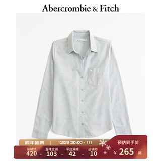 Abercrombie & Fitch 女装 小麋鹿白领气质通勤纯色百搭美式复古长袖衬衫 355470-1 绿色 XL (170/112A)