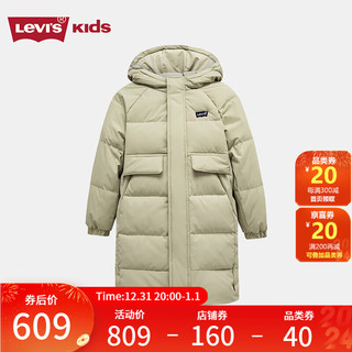 Levi's李维斯童装冬季男女童长款羽绒服儿童百搭外套 沼泽绿 160/76(L)