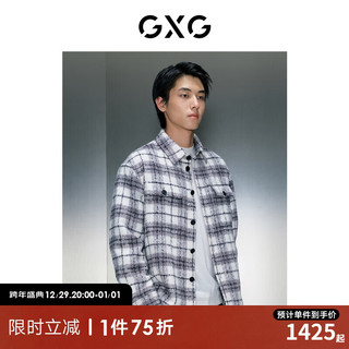 GXG男装 灰白格纹短款大衣 冬季GEX10628804 灰白格 180/XL