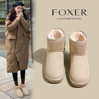 FOXER 金狐狸 雪地靴女冬季2023新款加绒保暖短靴切尔西运动靴鞋子女靴