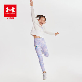 安德玛（Under Armour）女童加绒连帽卫衣秋冬儿童加厚保暖舒适卫衣女大童运动上衣 白色 150cm